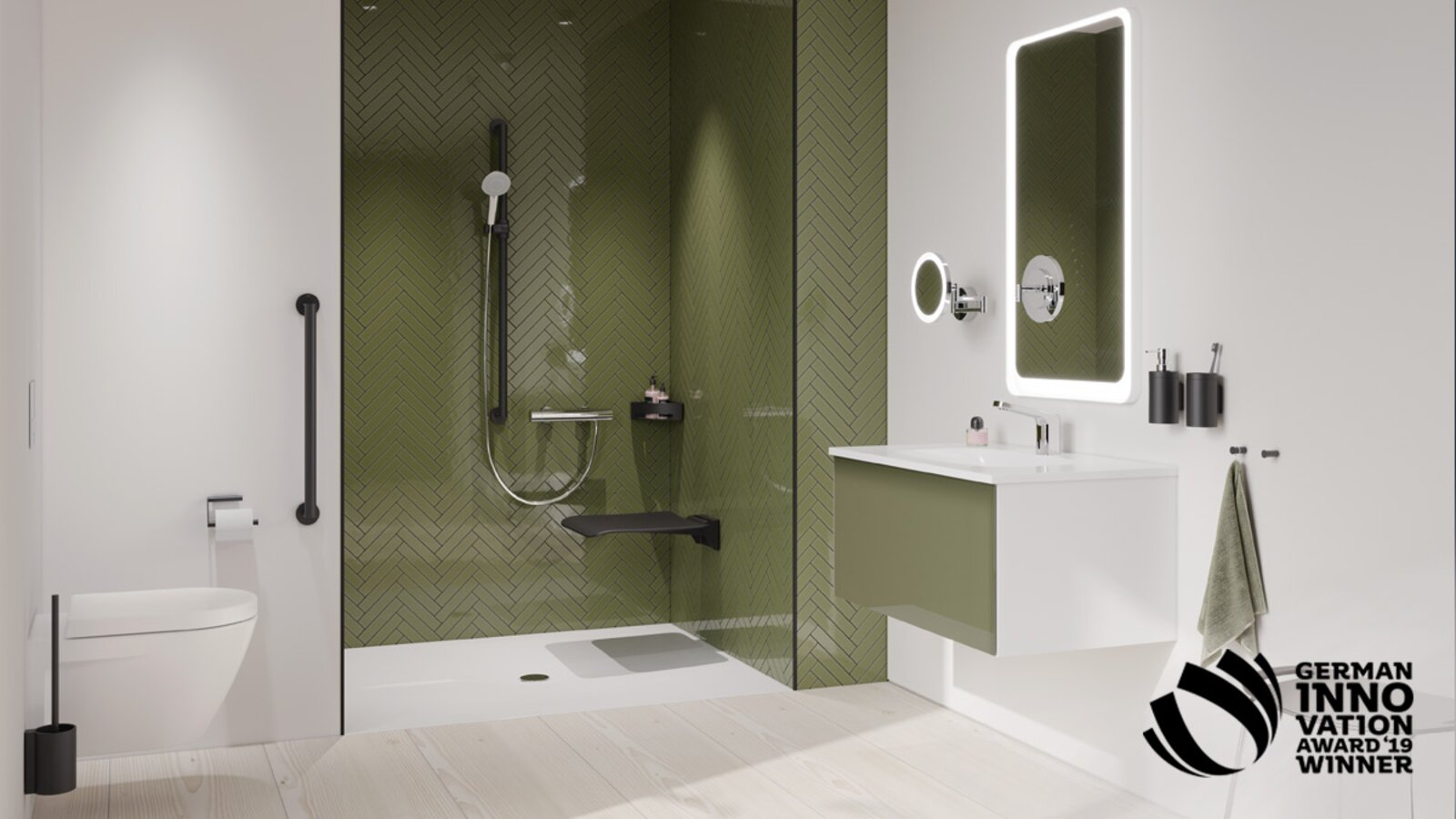 La salle de bains HEWI en vert - News German Innovation Award