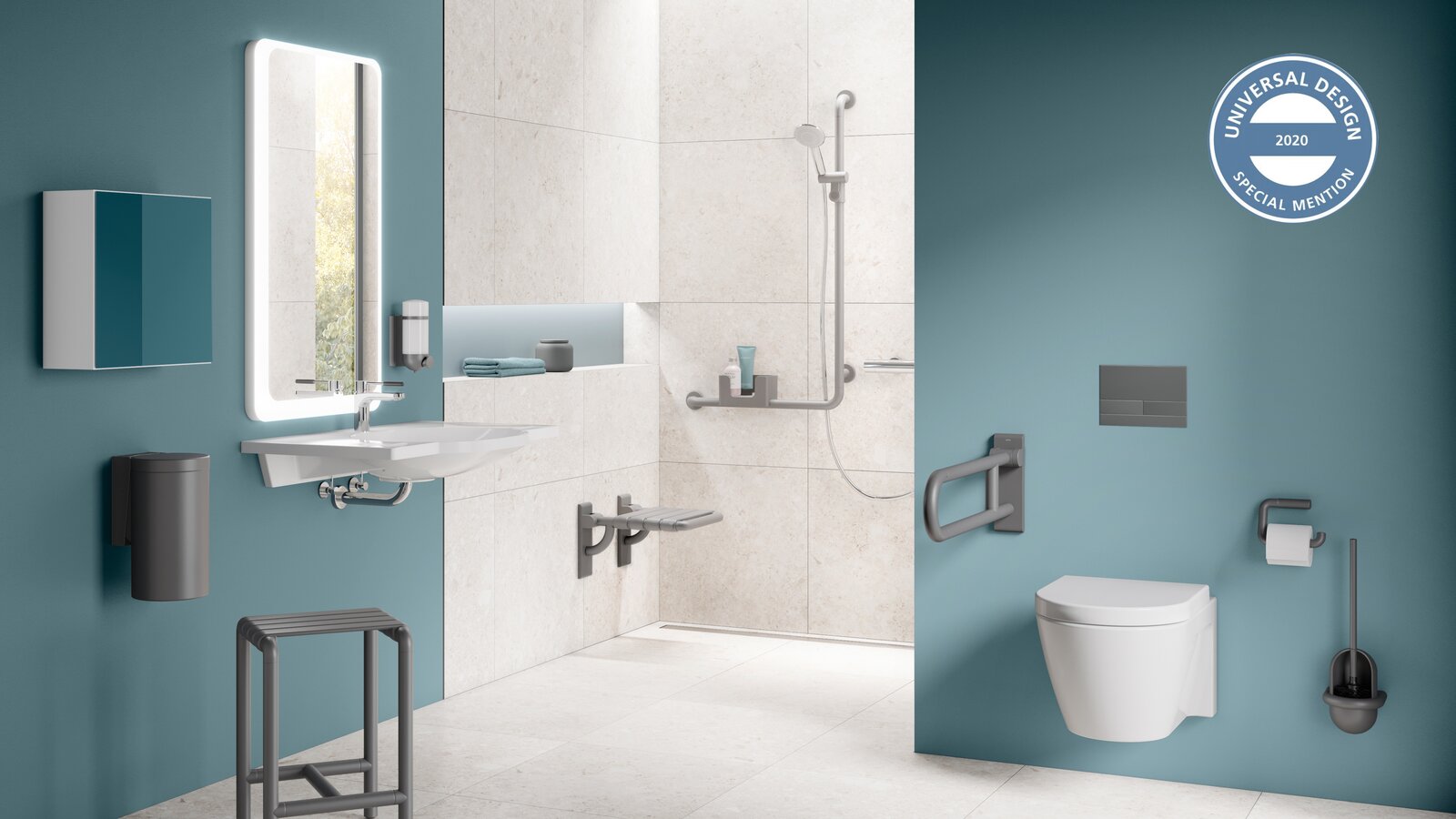 HEWI Series 477/801in anthracite matt honoured with the Universal Design Award