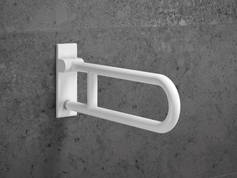 Removable folding support handle in matt signal white made of polyamide