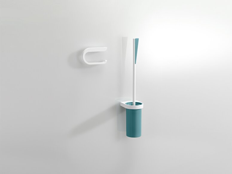 Toilet roll holder and toilet brush set System 800K in the colour aqua blue