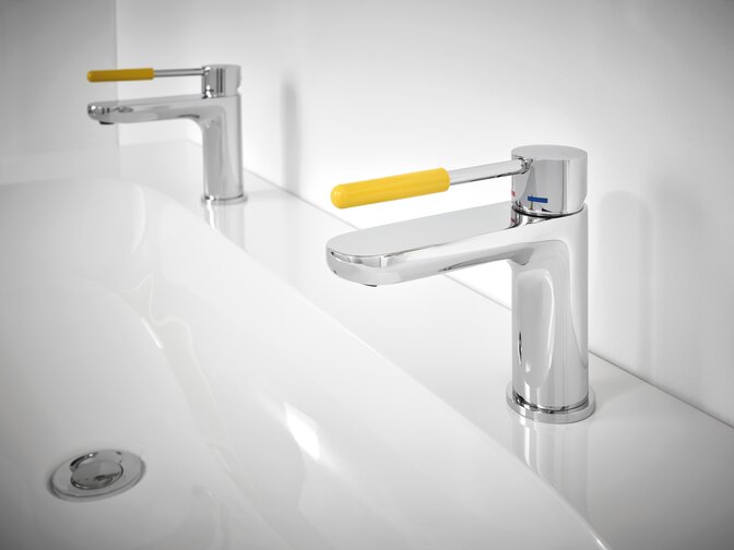 Mitigeur monocommande pour lavabo jaune moutarde