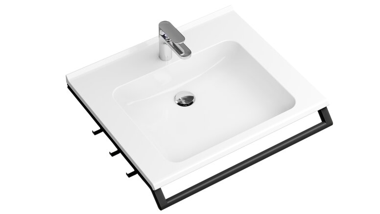 Modular washbasin system with grab rail and hooks